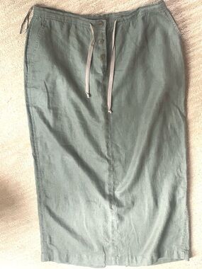 Jones New York Sport Linen Green Long Skirt, Large